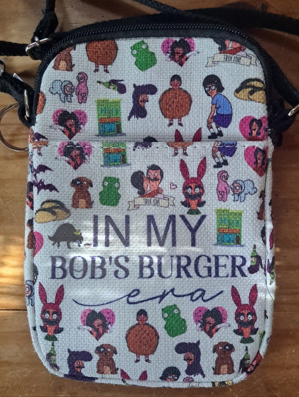 Bob's Burgers Crossbody Cell Phone Shoulder Bag + Stainless Steel Keychain Set